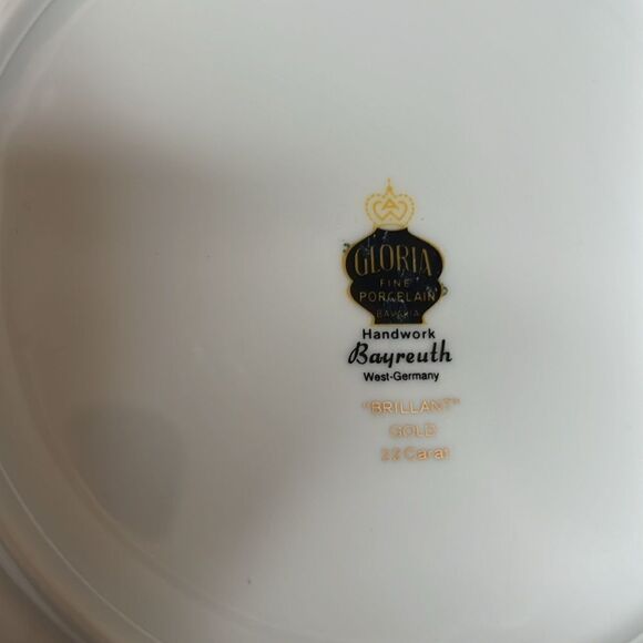 Bayreuth Gloria Fine Porcelain Plate 22 Carat Gold Bavaria Handwork West Germany - Picture 4 of 5